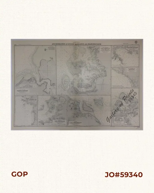 Anchorages of Luzon, Mindoro and Marinduque. insets: 1) Luzon - West Coast. Bolinao Harbour. From the United States Government Survey of 1904. With additions and corrections from Philippine Gov't. Charts to 1964. 2) Luzon - West Coast. Port Masinloc and Port Matalvi. From the United States Government Surveys of 1937. With additions and corrections from Philippine Gov't. Charts to 1964. 3) Luzon - West Coast. Mariveles Harbour. From the United States Government Chart of 1940. With additions and corrections from Philippine Gov't. Charts to 1964. 4) Luzon - South - West Coast. Batangas. From the Philippine Government Chart of 1956. With additions and corrections to 1964. 5) Luzon - South - West Coast. Nasugbu Bay. From the Philippine Government Chart of 1956. 6) Marinduque. Port Balanacan. From the United States Government Survey of 1908. With additions and corrections from Philippine Gov't. Charts to 1964. 7) Marinduque. Santa Cruz Harbour. From the United States Government Survey of 1908. With additions and corrections from Philippine Gov't. Charts to 1964. 8) Mindoro - North Coast. Port Galera and Varadero Bay. From the United States Government Surveys to 1939. With additions and corrections from Philippine Gov't. Charts to 1964.