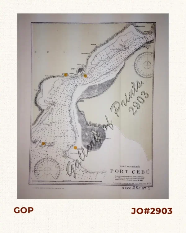 Sebú and Mactán, Port Cebú From a reconnaissance in 1899 and 1900 by the officers of the U.S. S. Bennington with addition from a Spanish survey in 1843.