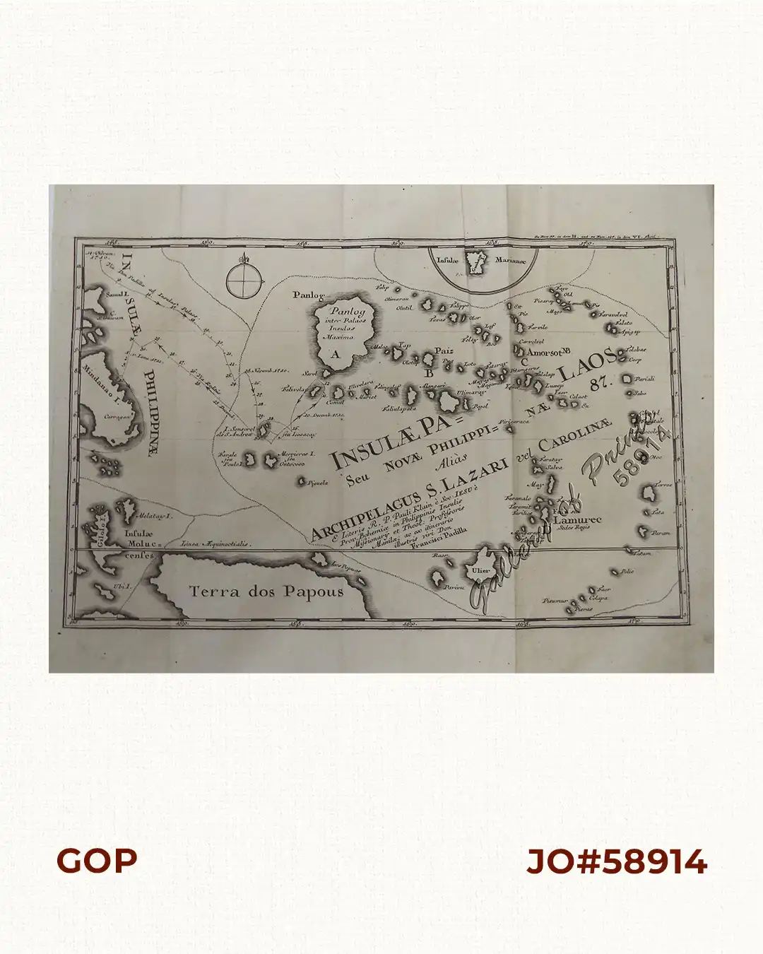 Insulae Palaos Seu Novae Philippinae 87 alias Archipelagus S. Lazari vel Carolinae