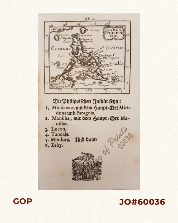 Insulae Philippinae. Die Philippischen Insuln senn: