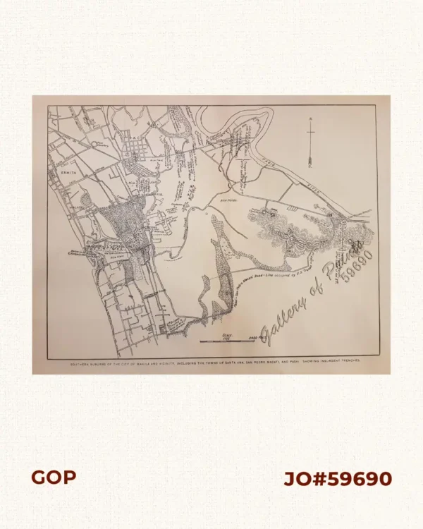 Southern Suburbs of the City of Manila and Vicinity, including the towns of Santa Ana, San Pedro Macati, and Pasai. Showing Insurgent Trenches.[full text descriptions]