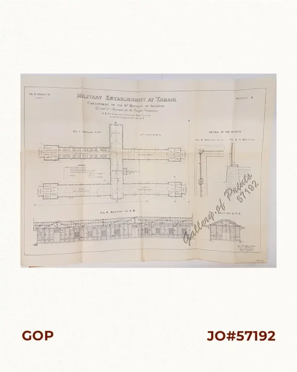 Military Establishment at Tjimahl, Cantonment of the 6th Battalion of Infantry, D1 and D2 Barracks for the European Companies. Sheet 4