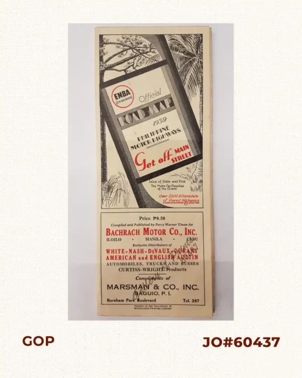 Official Road Map 1932 Philippine Motor Highways