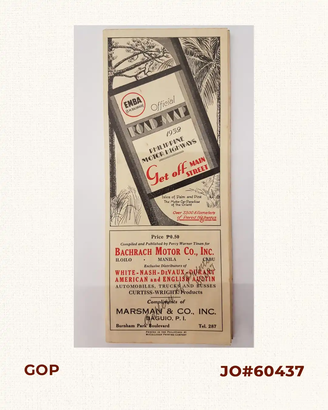 Official Road Map 1932 Philippine Motor Highways