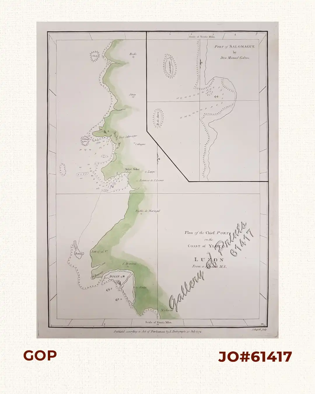 Plan of the Chief Ports on the Coast of Ylocos in Luzon from a Spanish M.S. inset: Port of Salomague by Don Manuel Galves.