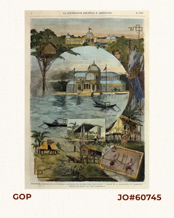 MADRID. - Exposicion de Filipinas: Exterior de los edificios principales y anexos de la rancheria de Igorrotes.