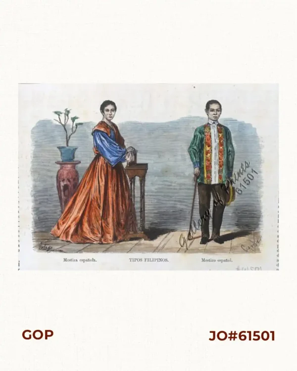 Tipos Filipinos. 1. Mestiza española. 2. Mestizo español.