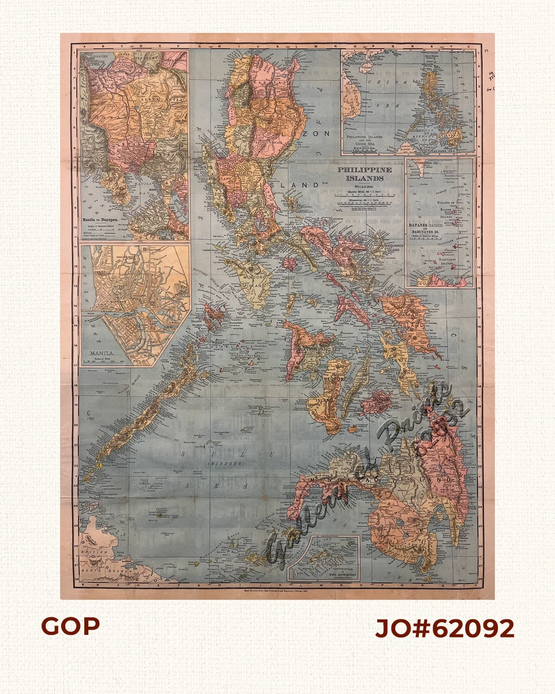 Philippine Islands insets: 1) Manila to Dagupan 2) Manila 3) Philippine Islands and the China Sea 4) Batanes (Bashee) and Babuyanes Is. 5) Sulu Archipelago