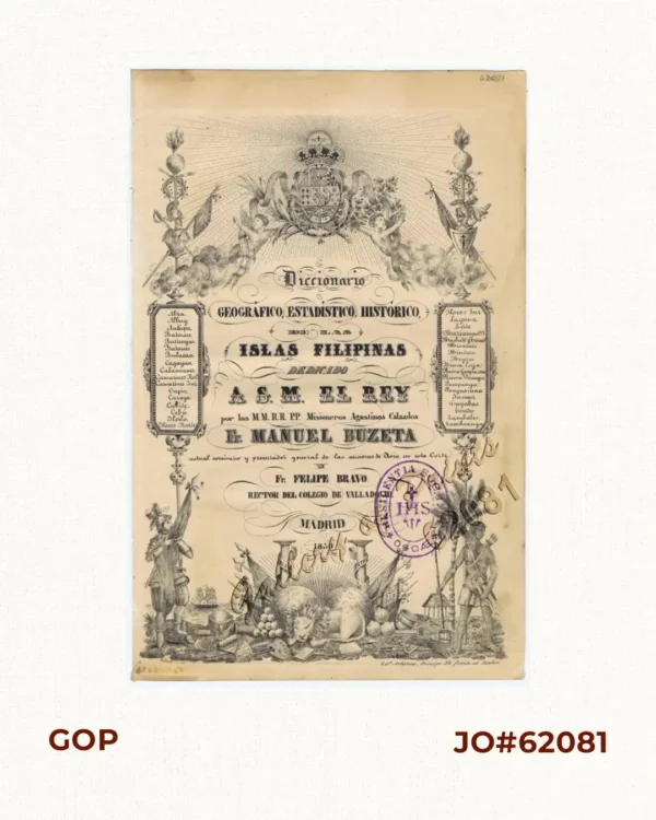 Diccionario Geográfico, Estadístico, Histórico de las Islas Filipinas  [title page]