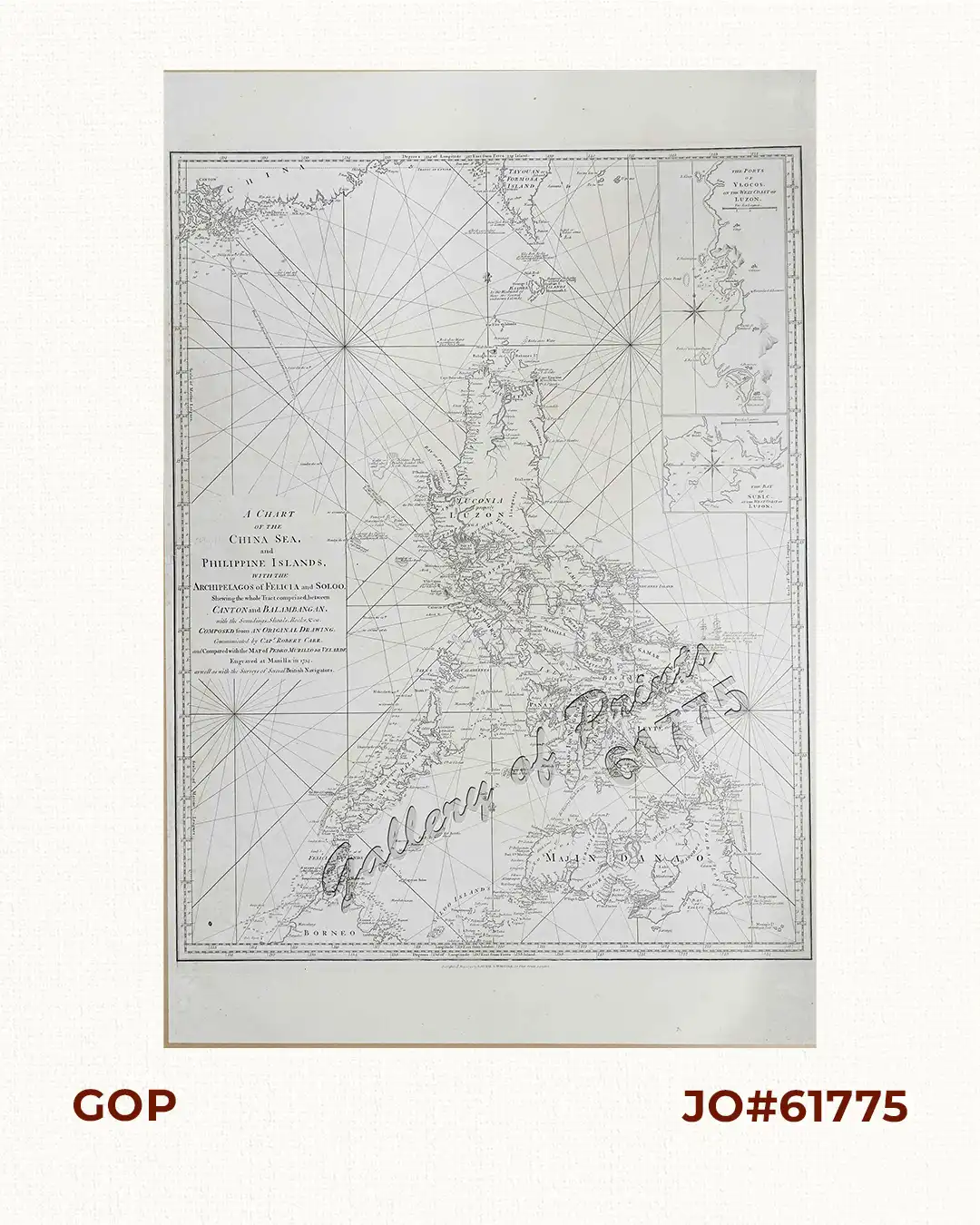A Chart of the China Sea, and Philippine Islands, with the Archipelagos of Felicia and Sooloo, shewing… …Canton and Balambangan,… composed from an original drawing, communicated by Capt. Robert Carr. and compared with the map of Pedro Murillo de Velarde, engraved at Manilla in 1734…. insets: 1) The Ports of Ylocos, on the West Coast of Luzon. 2) The Bay of Subic, on the West Coast of Luzon.