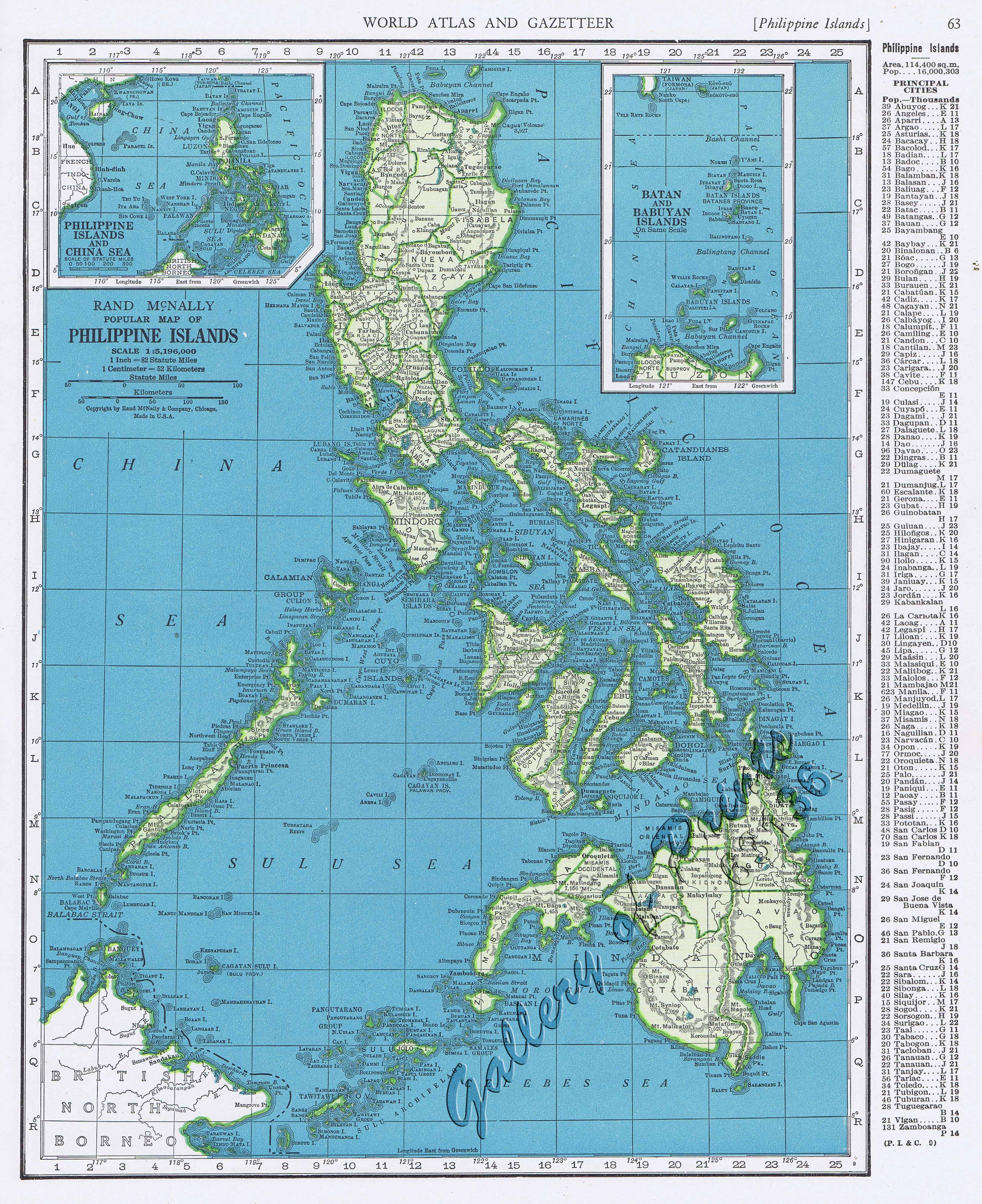 Rand McNally Popular Map of Philippine Islands. insets: 1) Philippine ...