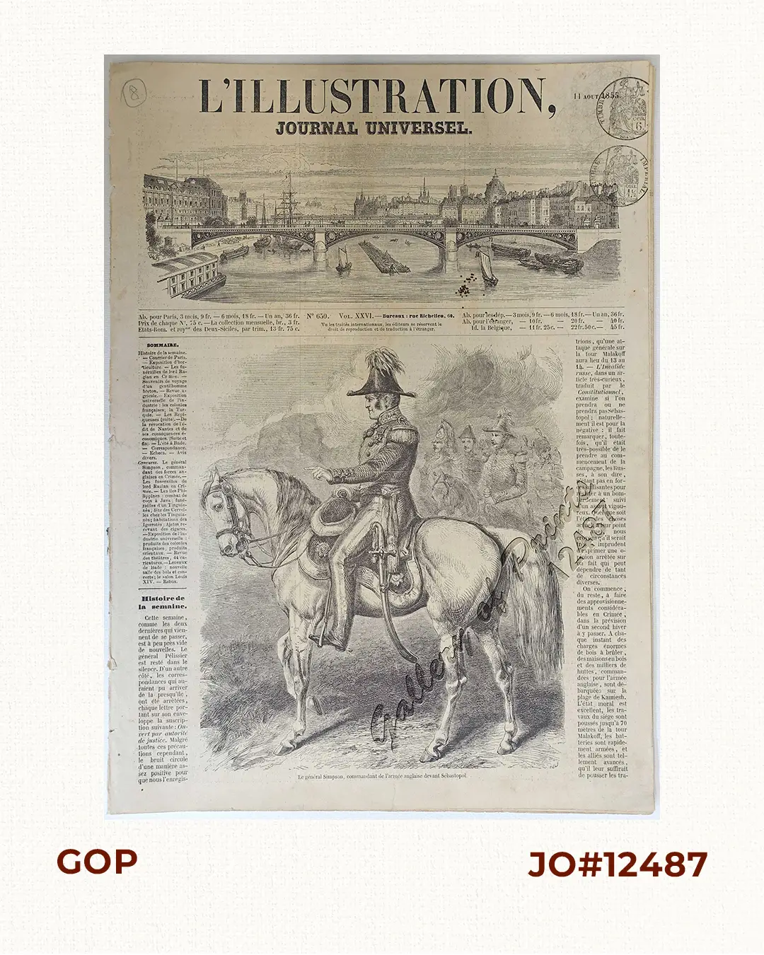 L'Illustration, Journal Universel. No. 650 Vol. XXVI 11 Aout 1855