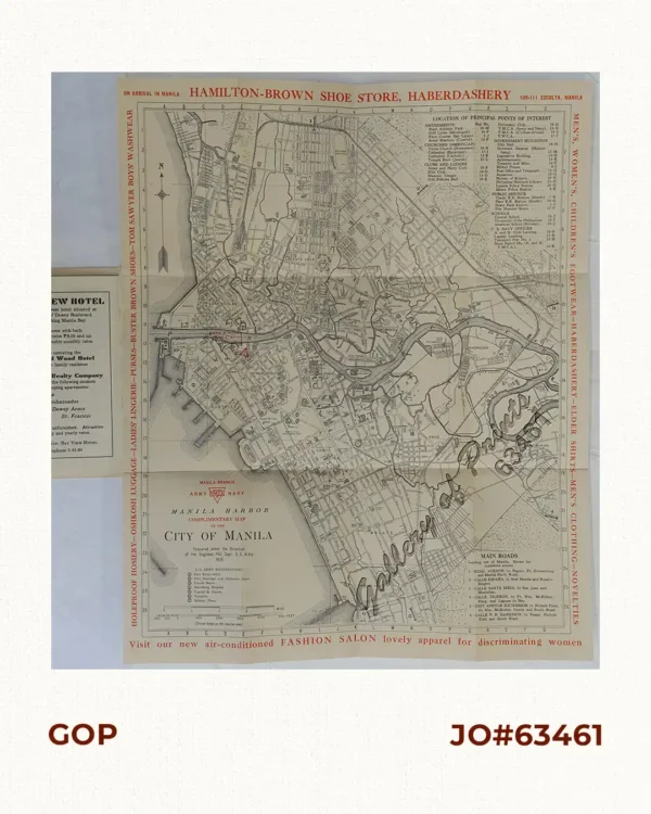 Manila Harbor Complimentary Map of the City of Manila.