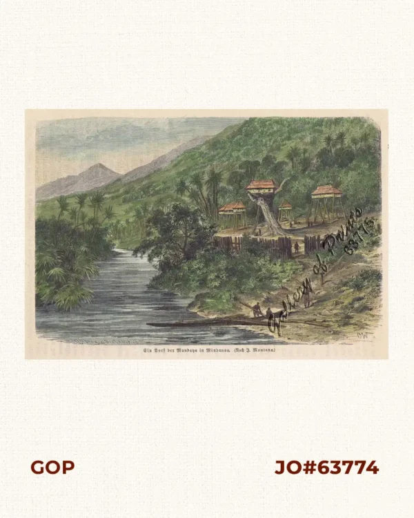 Ein Dorf der Mandaya in Mindanao (Mandaya Village) (nach J. Montano)