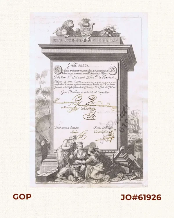 Num. 23771 Accion de doscientos cincuenta Pesos … [Share of 250 Pesos]