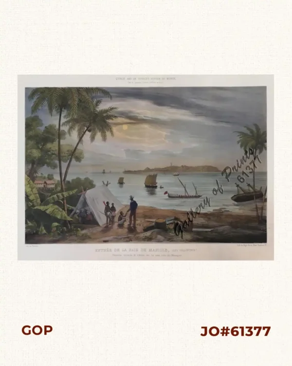Entrée de la baie de Manille, (Iles Philippines) Entrevue nocturne de l'Auteur avec les petits  noirs des Montagnes. [Entrance of Manila Bay (Philippine Islands)  Nocturnal Meeting of the Author With the  Native Mountain People]