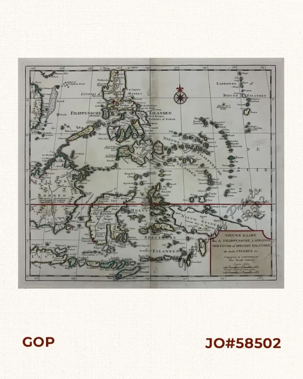 Nieuwe Kaart van de Filippynsche, Ladrones, Moluccos of Specery Eilanden, als mede Celebes etc. [New Map of the Philippine, Marianas, Moluccos or Spice Islands, as well as Celebes etc.]
