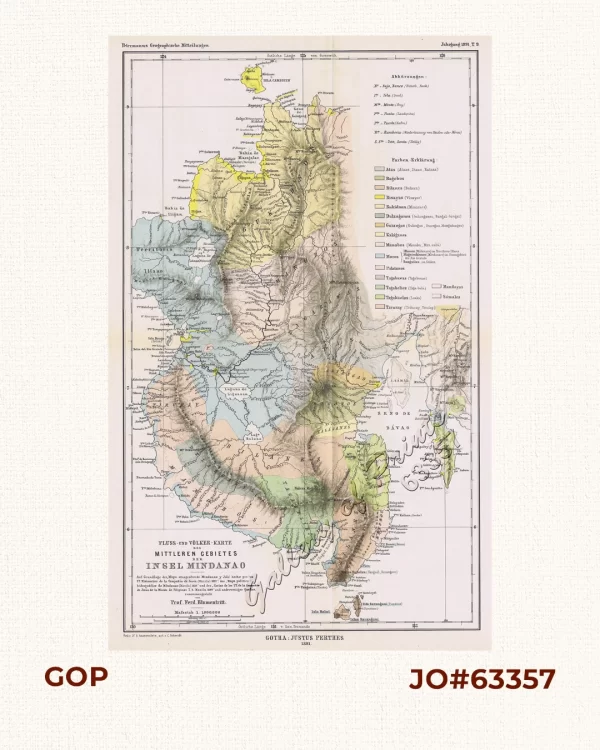 Fluss - und Völker- Karte des Mittleren Gebietes der Insel Mindanao, [Map of Rivers & Tribes in Central Mindanao].