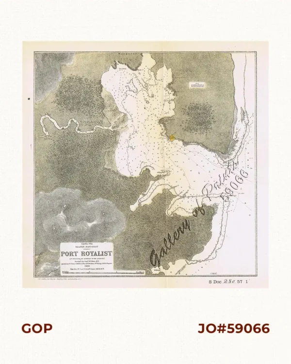 China Sea - Palawan - East Coast - Port Royalist (P.to Princesa de Asturias of the Spanish). Surveyed by Comr. W.T. Bate R.N. Assisted by Lt C. Pasco, C. Bullock, Mate & W.B. Colver 2nd Master H.M.S/ Royalist 1850