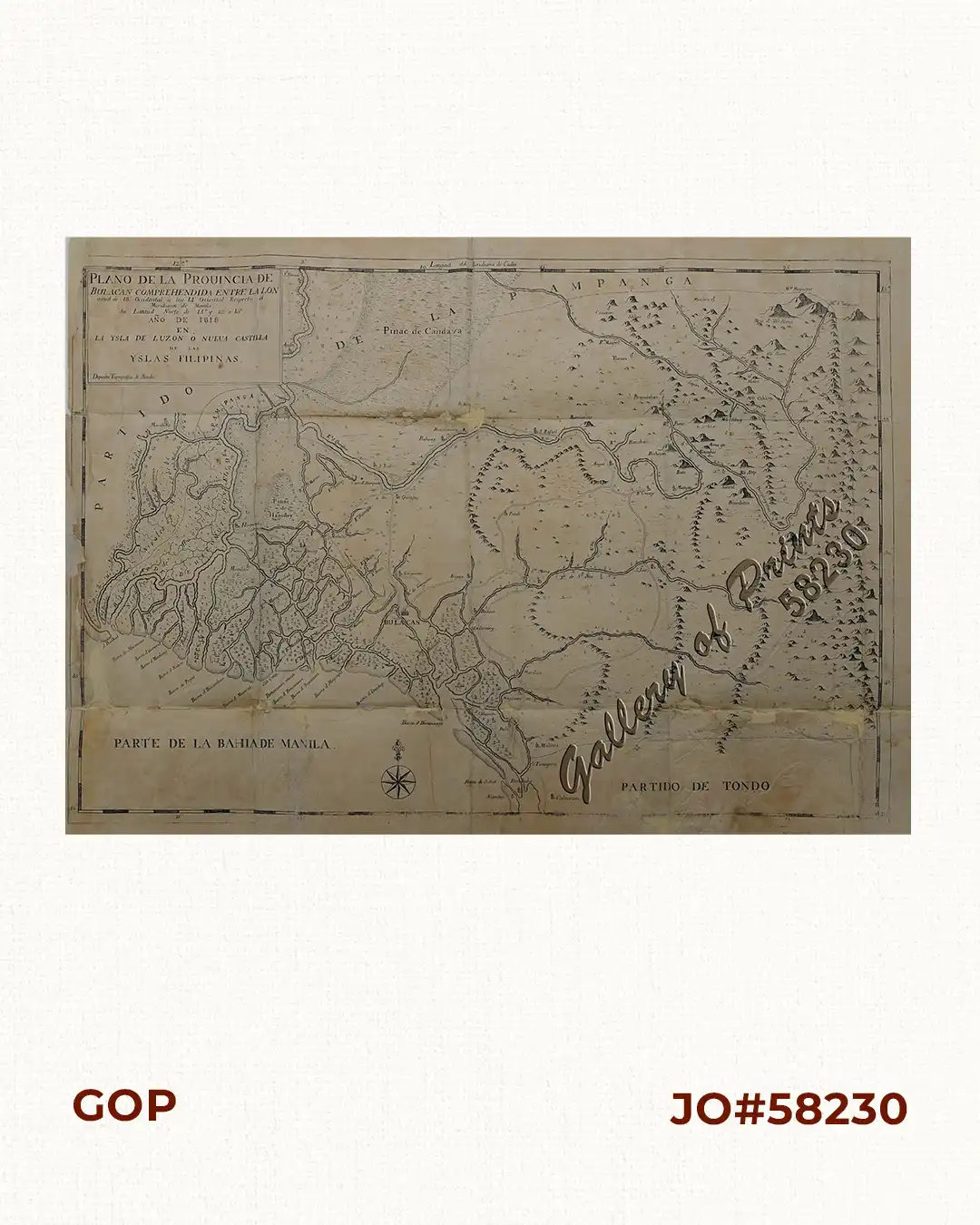 Plano de la Provincia de Bulacan Comprehendida entre la longitud de 18.' Occidental à los 14.' Oriental Respecto al Meridiano de Manila. Su Latitud Norte de 14.° y 42 a 15° Año de 1818. En la Ysla de Luzon ò Nueva Castilla de las Yslas Filipinas.