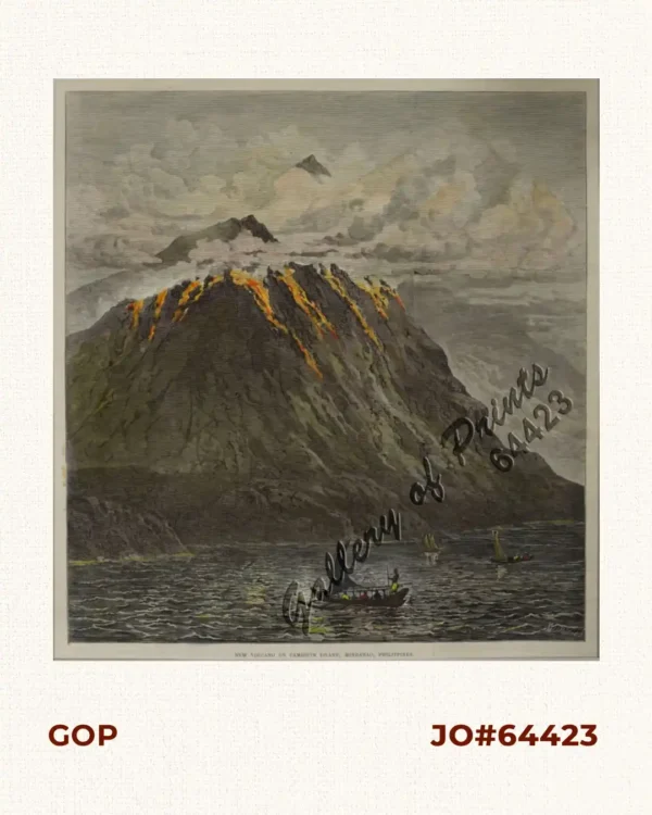 New Volcano on Camiguin Island, Mindanao, Philippines. From a Sketch Taken on Board H.M.S. Challenger. [frontispiece]