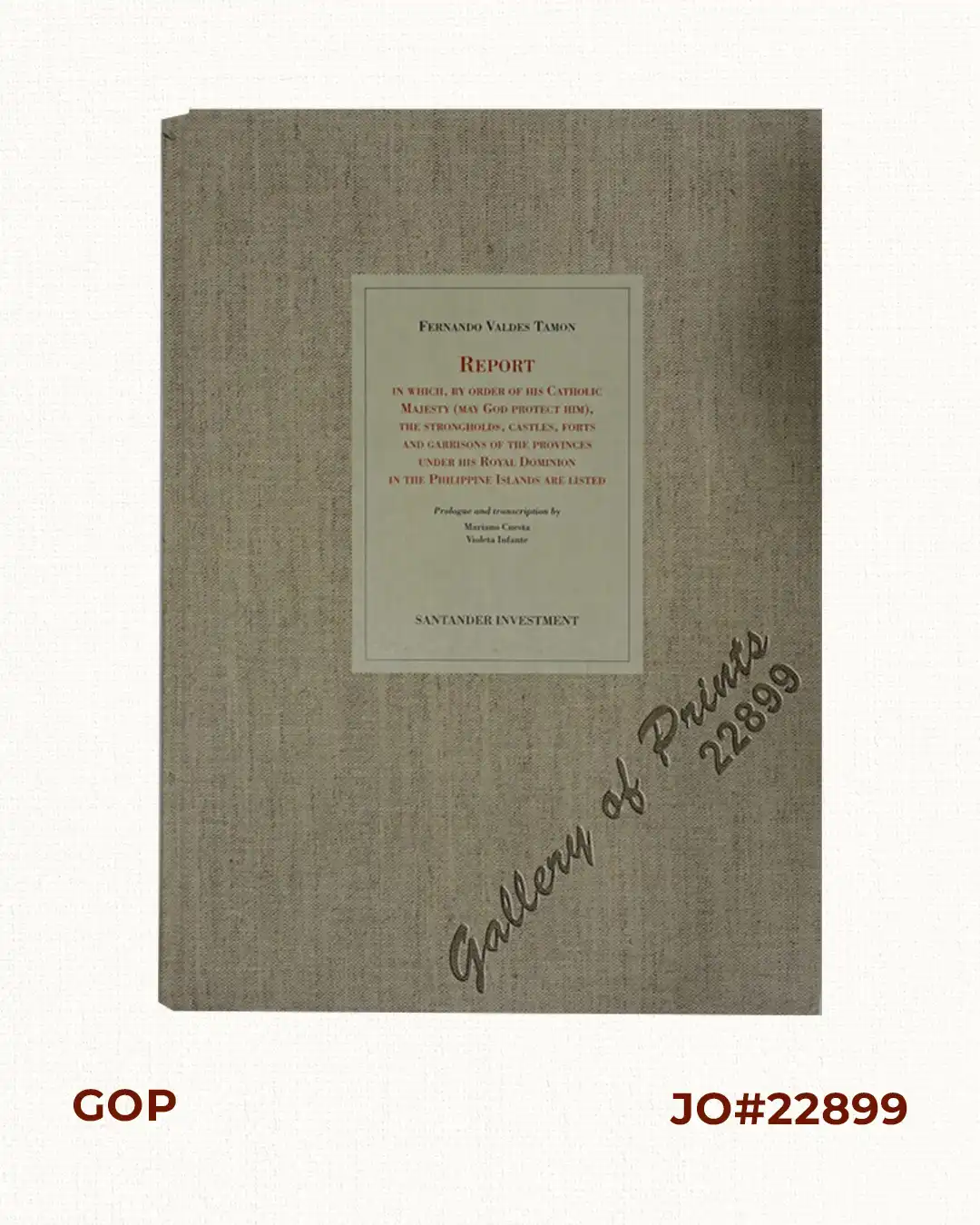 Fernando Valdes Tamon. Report in which, by order of his Catholic Majesty (May God protect him), the strongholds, castles, forts and garrisons of the provinces under his Royal Dominion in the Philippine Islands are listed
