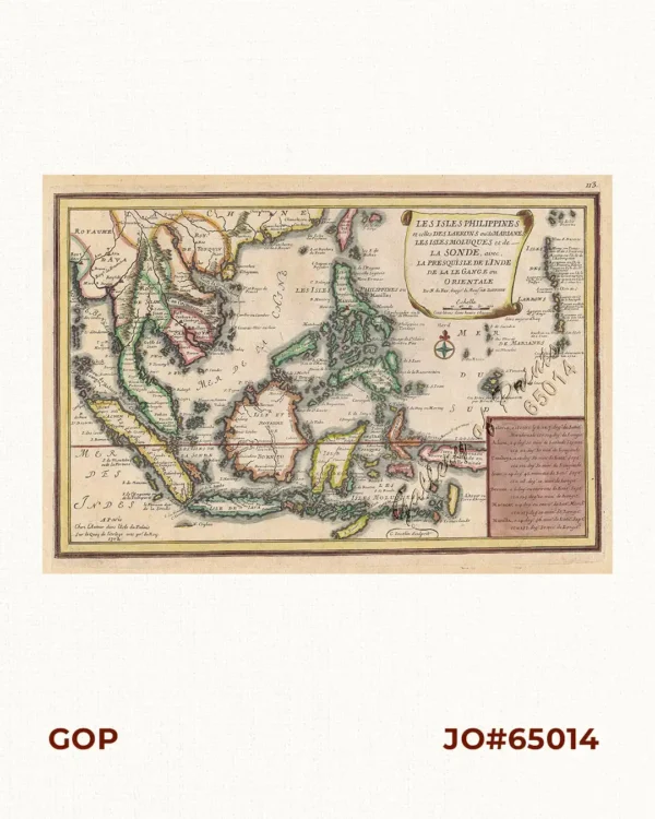 Les Isles Philippines et celles des Larrons ou de Marianes, Les Isles Moluques et de La Sonde, avec, La Presquisle de l'inde de la Le Gange ou Orientale [The Philippine Islands and those of the Thieves or Marianas, the Moluccas and Sunda Islands, with the Indian Peninsula of the Ganges or Oriental]