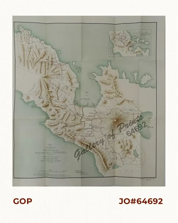 Map Showing Operations in the Provinces of North and South Camarines Luzon. P.I.  under the direction of Maj. Gen. Bates. (Bell's Exfeditionary Brigade) Feb'y and Mar. 1900. inset: [Albay]