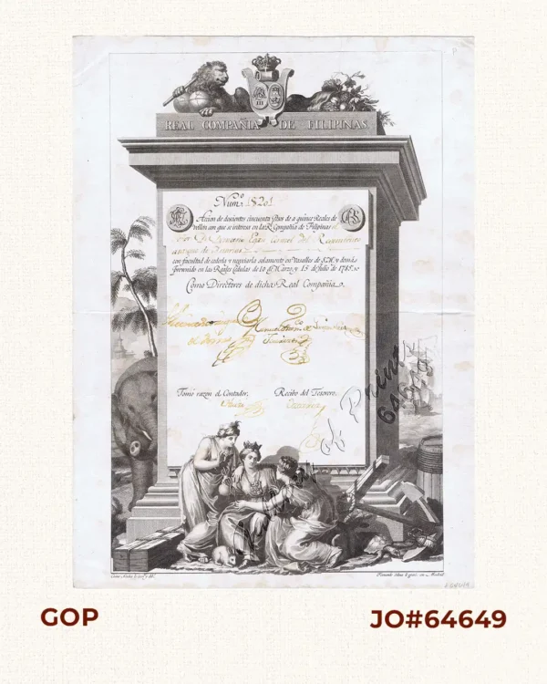 Num. 18201 Accion de doscientos cincuenta Pesos … [Share of 250 Pesos]