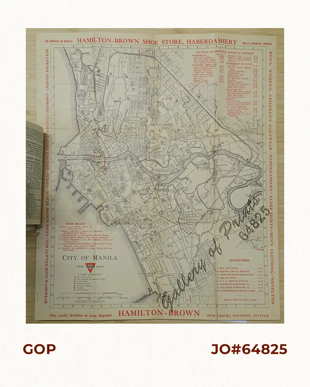 Manila Harbor Complimentary Map of the City of Manila