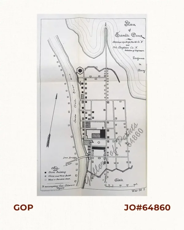 Plan of Santa Cruz Sketched by Sergt. Hurtt Co. "B". and Pvt. Singleton C. "A". Battalion of Engineers.