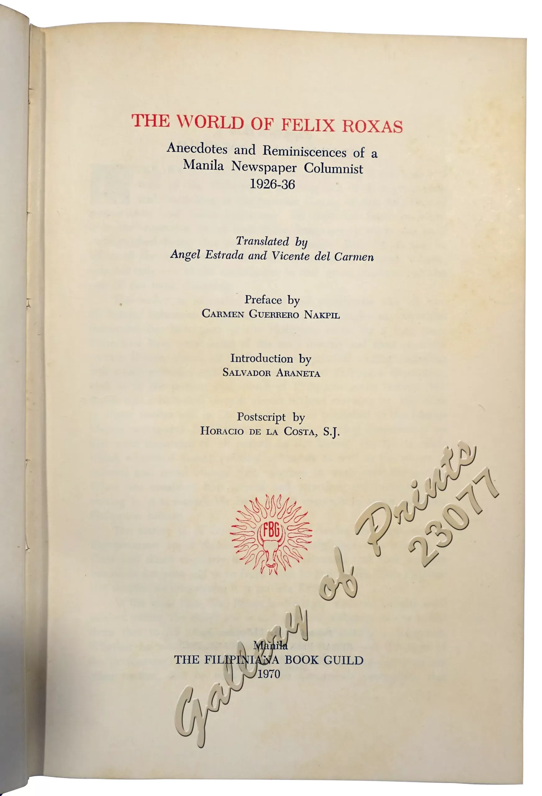 The World of Felix Roxas Anecdotes and Reminiscences of a Manila Newspaper Columnist 1926-36 - Image 2