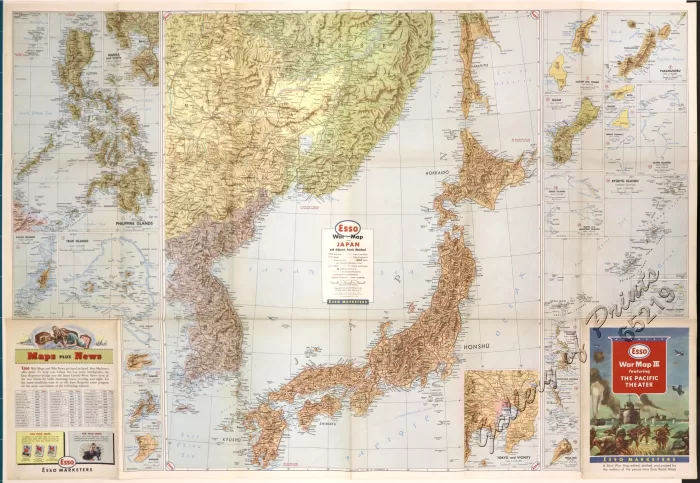 Esso War Map III featuring the Pacific Theater Esso Marketers A third War Map edited, drafted, and printed by the makers of the peace-time Esso Road Maps - Image 2