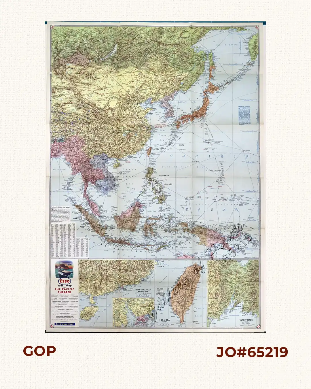Esso War Map III featuring the Pacific Theater Esso Marketers A third War Map edited, drafted, and printed by the makers of the peace-time Esso Road Maps