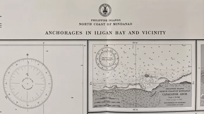 Philippine Islands North Coast of Mindanao Anchorages in Iligan Bay and Vicinity insets: 1) Plaridel and Inamucan Bay. 2) Canauayor Anch. 3) Oroquieta. 4) Dapitan amd Dipolog. 5) Jimenez. 6) Camiguin Island. Port Mambajao. 7) Iligan and Overton Anchorages and Quinalang Cove. 8) Cagayan Anch. - Image 2