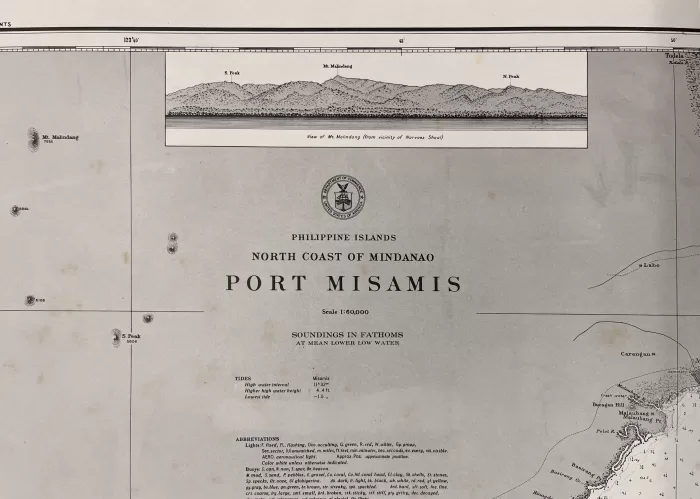 Philippine Islands North Coast of Mindanao Port Misamis inset: 1) Port Misamis. 2) View of Mt. Malindang (from vicinity of Narvaez Shoal). - Image 2