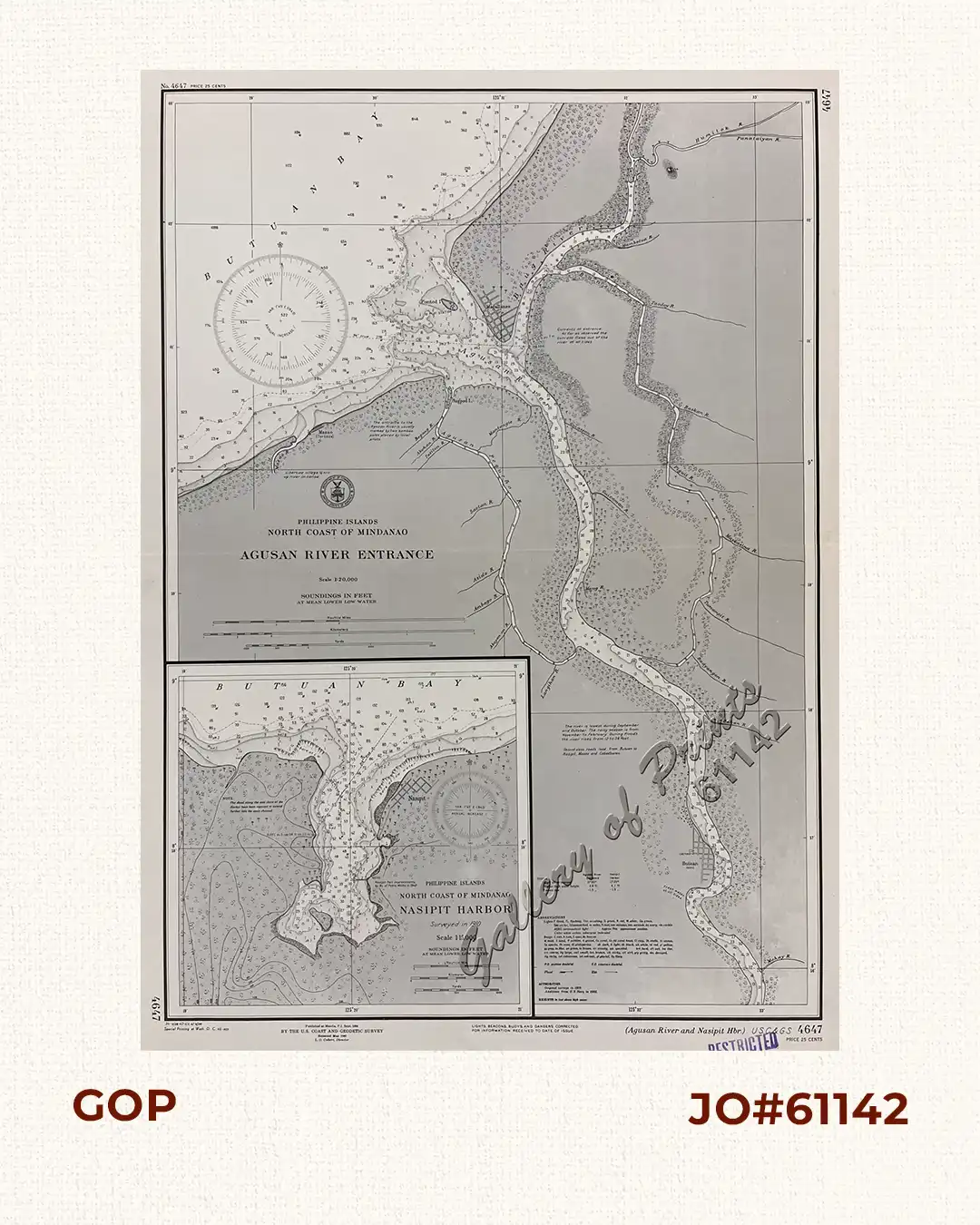 Philippine Islands North Coast of Mindanao Agusan River Entrance inset: Nasipit Harbor