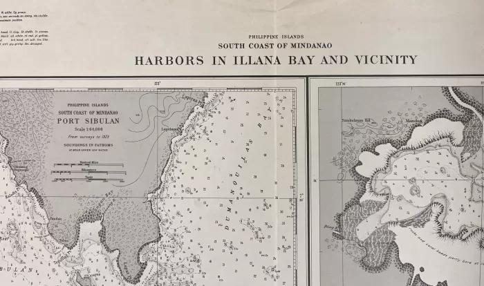 Philippine Islands South Coast of Mindanao Harbors in Illana Bay and Vicinity insets: 1) Port Sibulan. 2) Port Sambulauan. 3) Pagadian Bay. 4) Maligay Bay. 5) Port Baras. 6) Limbug Cove. - Image 2