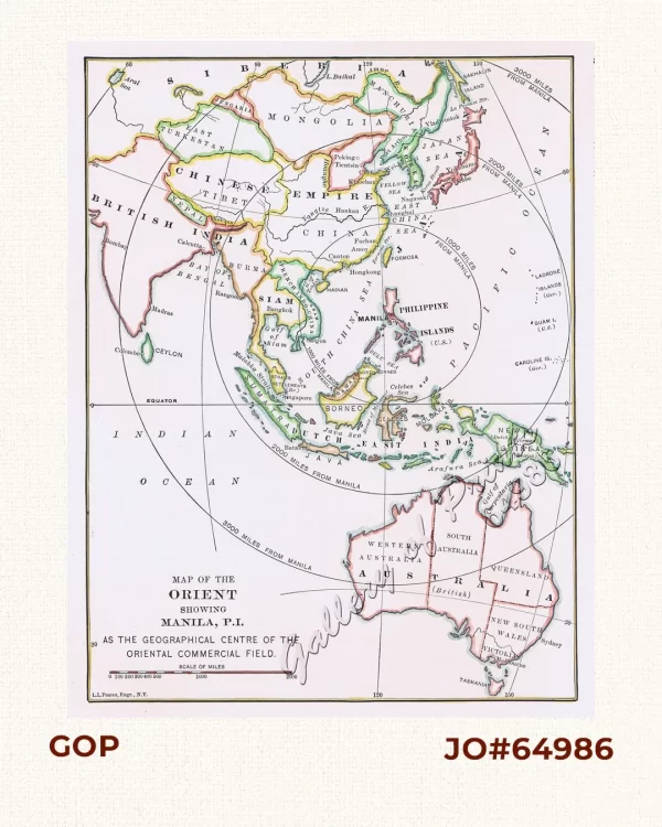 Map of the Orient Showing Manila, P.I. As the Geographical Centre of the Oriental Commercial Field.