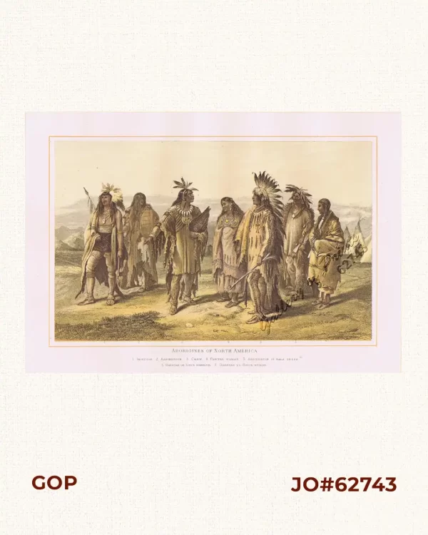 Aborigines of North America.  1. Iriquois.  2. Assineboin.  3. Crow.  4. Pawnee Woman.  5. Assineboin in Gala Dress.  6. Dakotah or Sioux Warrior.  7. Dakotah or Sioux Woman.