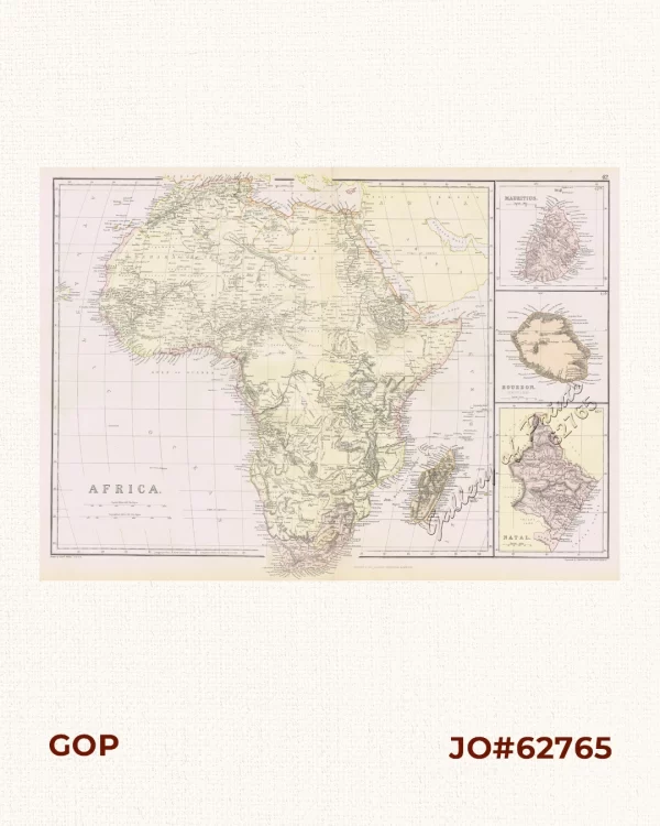 Africa  [insets:]  1) Mauritius.  2) Bourbon.  3) Natal.