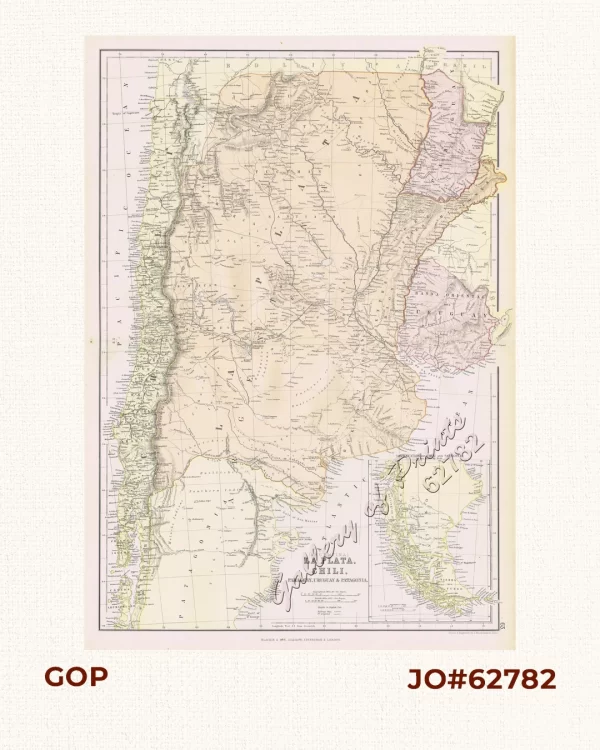 (Argentina) La Plata. Chili. Paraguay, Uruguay & Patagonia. [inset:] Continuation of Chile and Patagonia on two thirds the Scale.