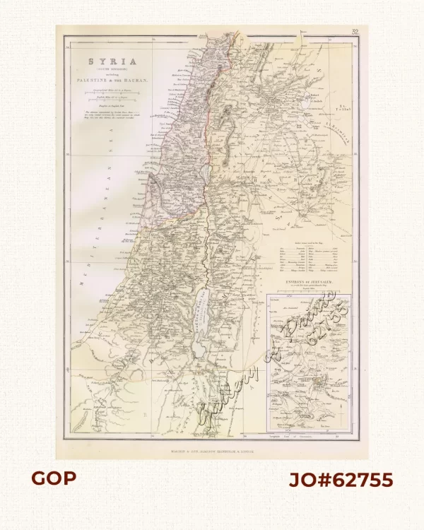 Syria  (South Division)  including Palestine & The Hauran.  [inset:] Environs of Jerusalem