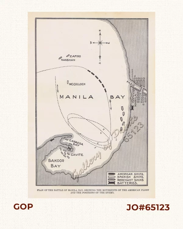 Plan of the Battle of Manila Bay, Showing the Movements of the American Fleet and the Positions of the Enemy.