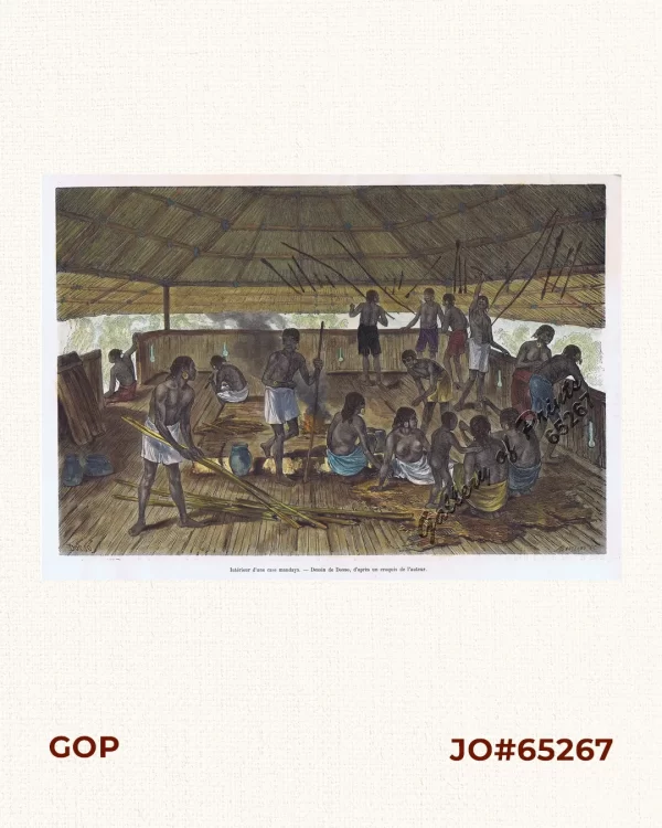 Intérieur d' une case mandaya. [Interior of a mandaya hut]
