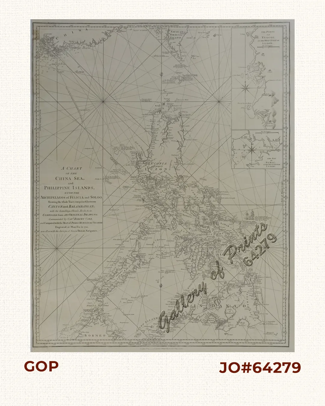 A Chart of the China Sea, and Philippine Islands, with the Archipelagos of Felicia and Sooloo, shewing… …Canton and Balambangan,… composed from an original drawing, communicated by Capt. Robert Carr. and compared with the map of Pedro Murillo de Velarde, engraved at Manilla in 1734…. insets: 1) The Ports of Ylocos, on the West Coast of Luzon. 2) The Bay of Subic, on the West Coast of Luzon.