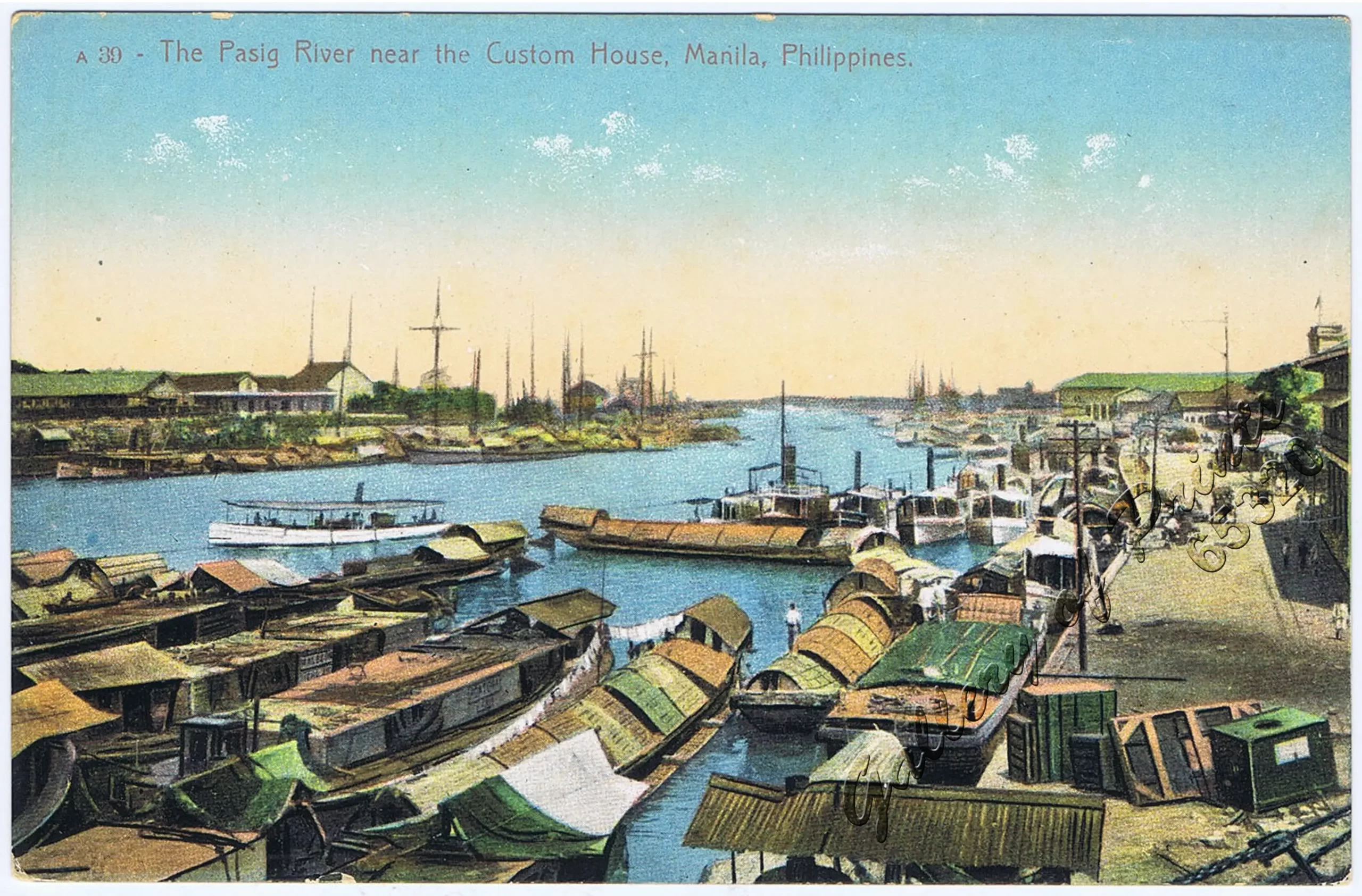 The Pasig River near the Custom House, Manila, Philippines. - Image 2