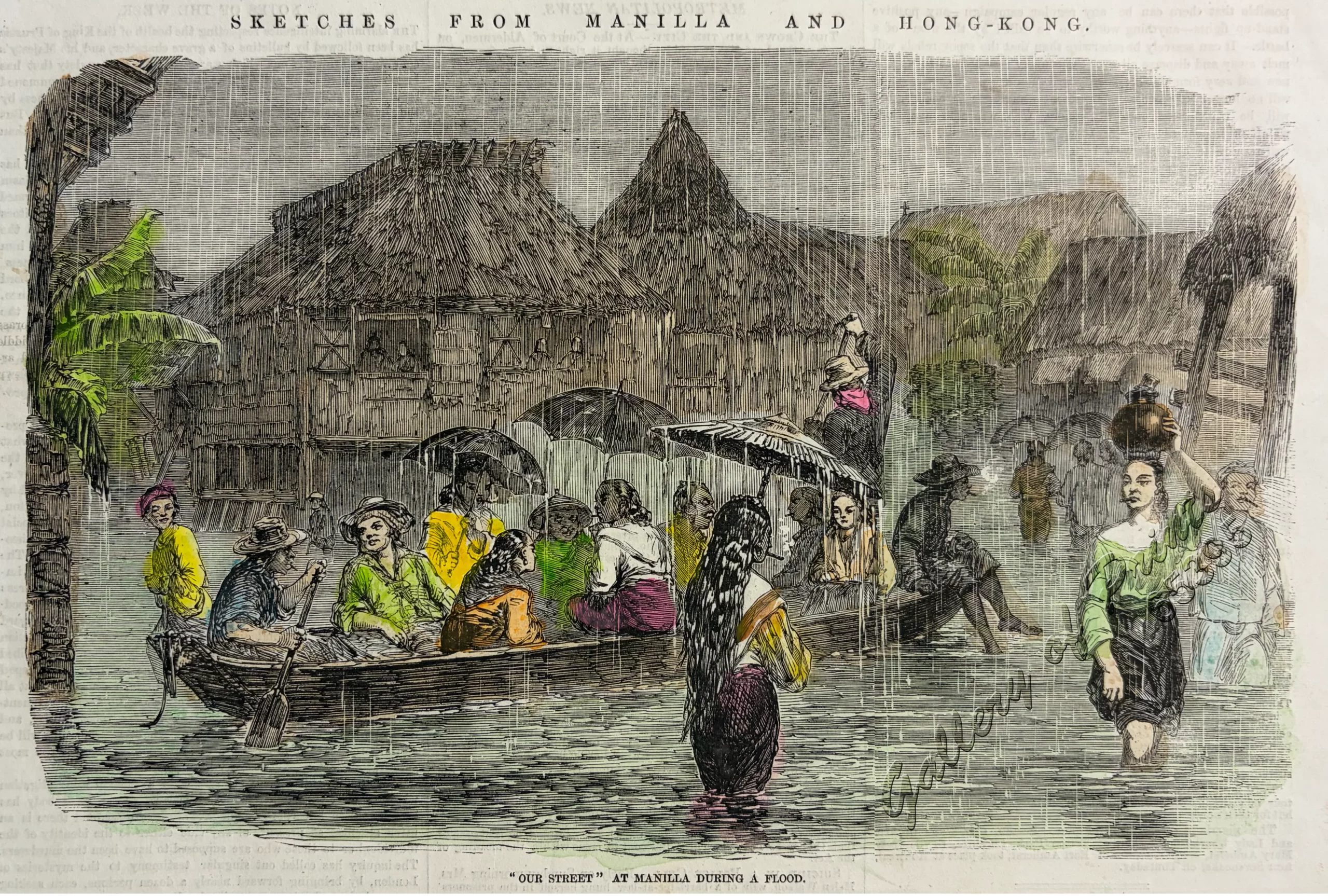 Sketches from Manilla and Hongkong. "Our Street" at Manilla During a Flood. - Image 2