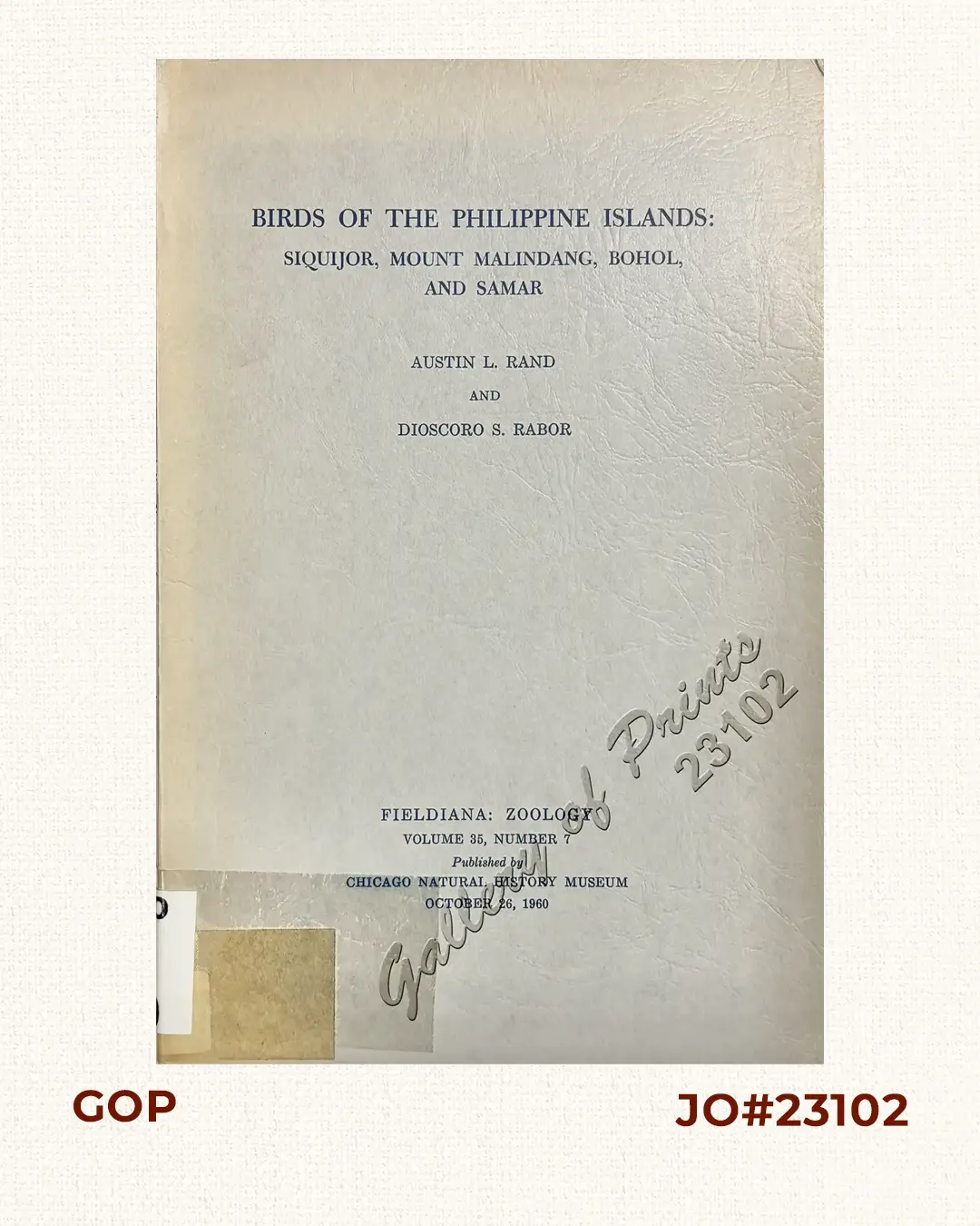 Birds of the Philippine Islands: Siquijor, Mount Malindang, Bohol, and Samar