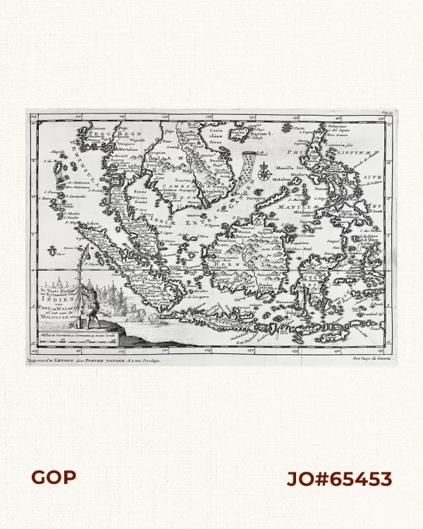 De Vaste Kusten en Eylanden van Indien van Pegu af, tot aan de Moluccos, etc. [The Mainland Coasts and Islands of India, from Pegu up to the Moluccas, etc.]